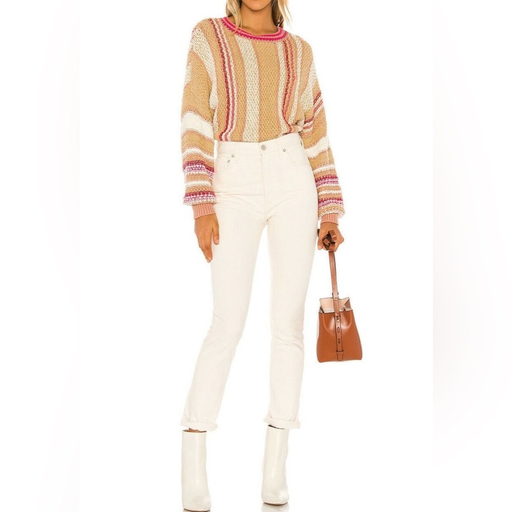FREE PEOPLE S SHOW ME LOVE STRIPED PULLOVER SWEATER SWEET CHILD COMB
